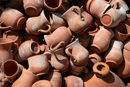 Terracotta pots and pitchers creating a rustic display