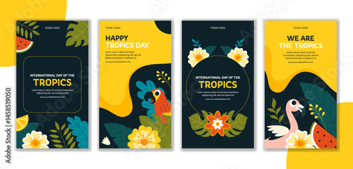 Cartoon Style Background Illustration for Tropics Day Awareness Social Media Stories