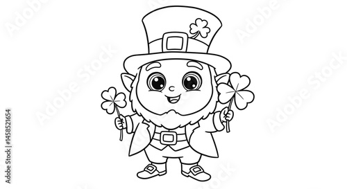 Wallpaper Mural Traditional Leprechaun Character with a Shamrock Coloring Sheet Torontodigital.ca
