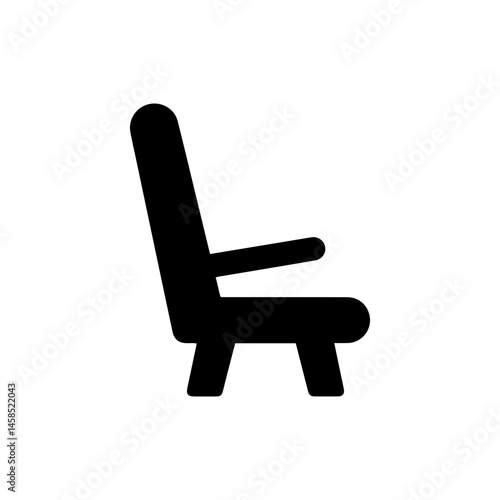 Black Aisle Seat Icon with Minimalist Design for Travel