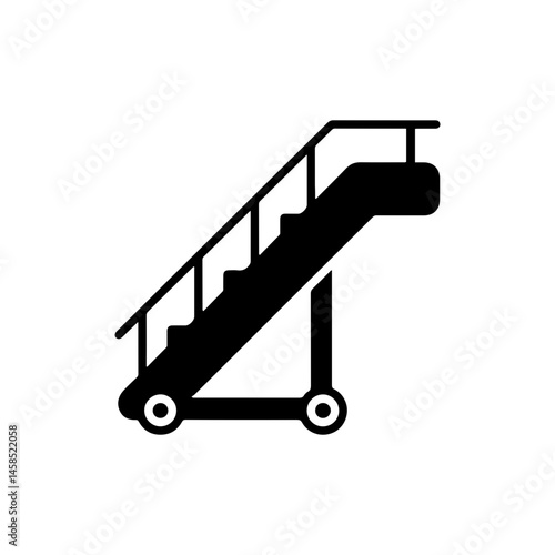 Aircraft Mobile Stairway Icon Minimal Outline Black Design