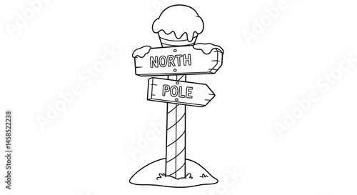 Cartoon North Pole Sign Pointing Directions Drawing for Kids