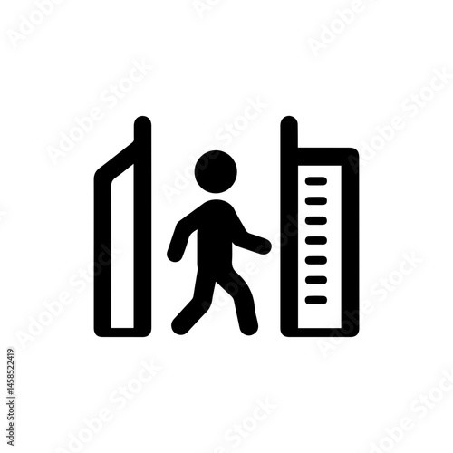 Security Checkpoint Icon with Person Passing Through Scanner