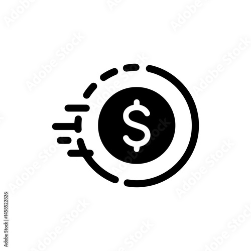 Dollar Circle Spinning Loading Icon - Black