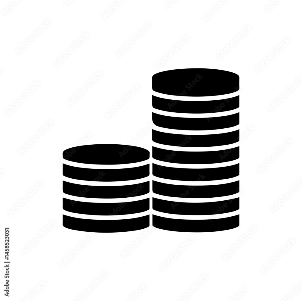 Stack of Coins Simple Symmetrical Black Icon Stack of Coins Simple Symmetrical Black Icon