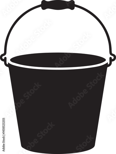 Handled Bucket Silhouette Vector – Clean Black Utility Icon Vector Illustration
