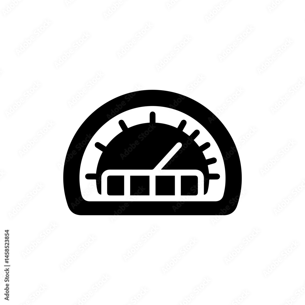 Fototapeta premium Odometer Reading Icon Black Filled Flat