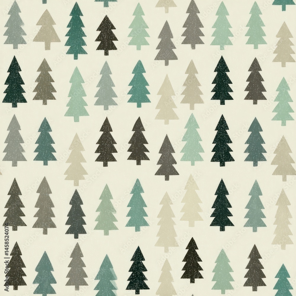 Obraz premium Seamless Pattern of Evergreen Trees Nature Textile Design Tranquil Background Aesthetic Viewpoint