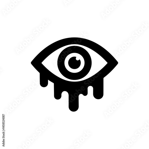 Black Icon of Crying Eye with Dripping Paint Tears