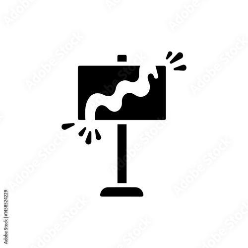 Protest Sign Icon with Paint Spill Graphic Design