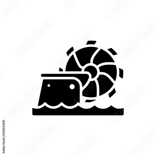 Water Turbine Icon - Black Filled Minimal Glyph Line Design