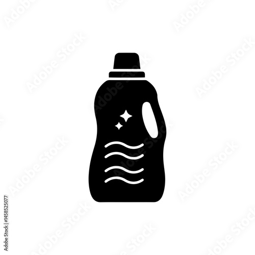 Black Icon of Fabric Softener Bottle with Soft Wave Pattern - Laundry Care