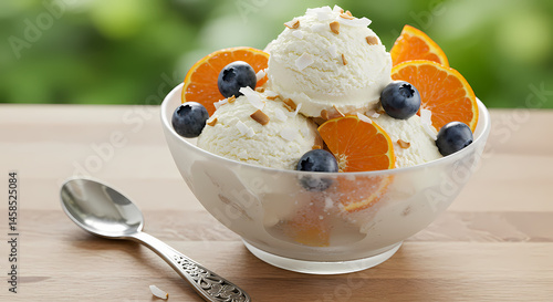 Delicious Orange and Blueberry Ice Cream Dessert