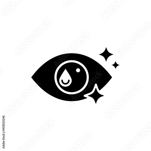 Black Icon of Eye with Teardrop and Sparkle Symbolizing Emotional Release