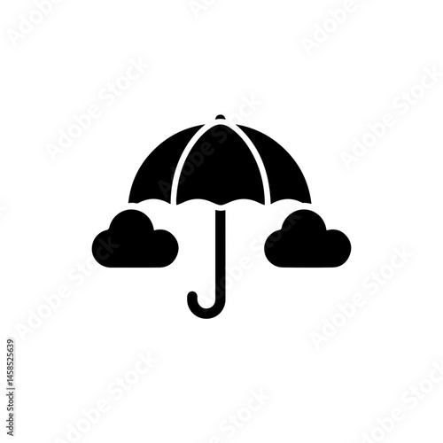 Umbrella Blocking Negative Clouds Symbolizing Emotional Protection - Mental Health Icon