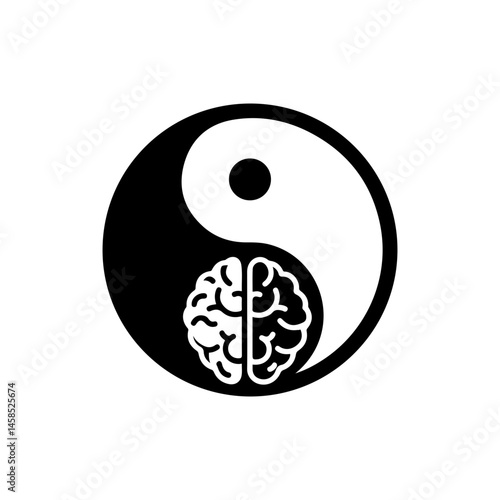 Yin Yang with Brain and Heart Integration Icon
