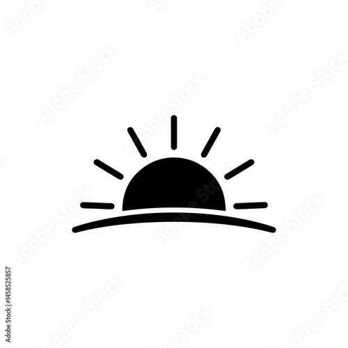 Sunrise Icon with Half Sun Over Horizon