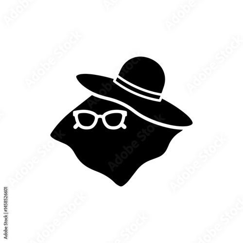 Sun Hat and Sunglasses on Cloth Icon