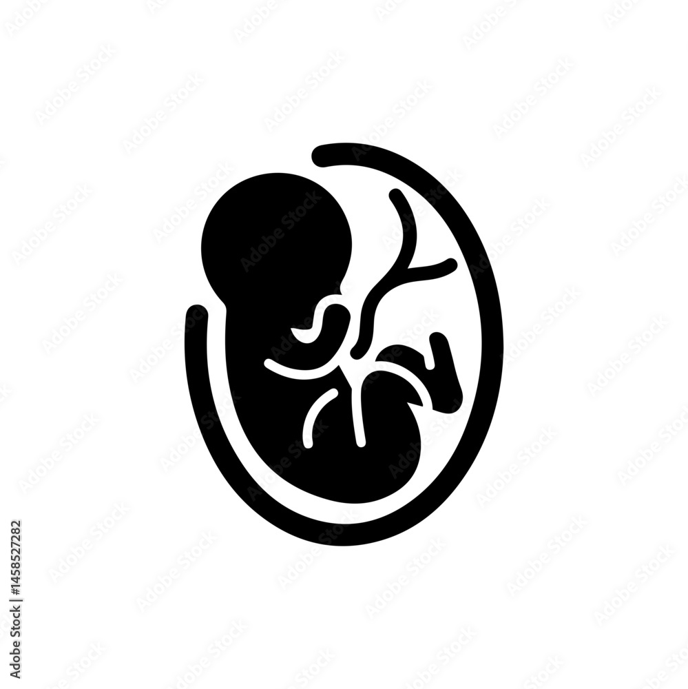 Minimal Black Icon Fetus Inside Womb Top View – Pregnancy, Health, Maternity Minimal Black Icon Fetus Inside Womb Top View – Pregnancy, Health, Maternity