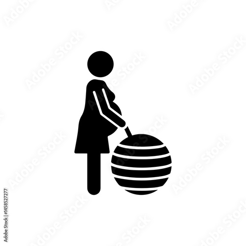 Icon Pregnant Woman Using Birth Ball