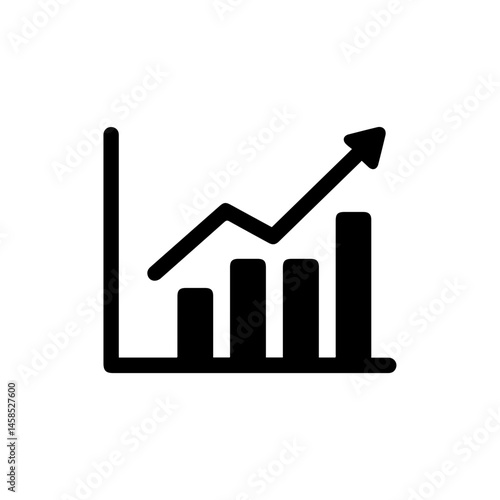 Real Estate Investment Growth Chart Icon Black Filled Symbolizing Financial Growth