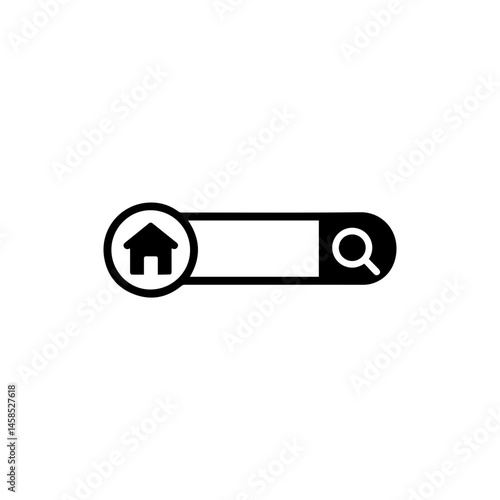Search Bar with Home Inside Result Icon - Black Filled