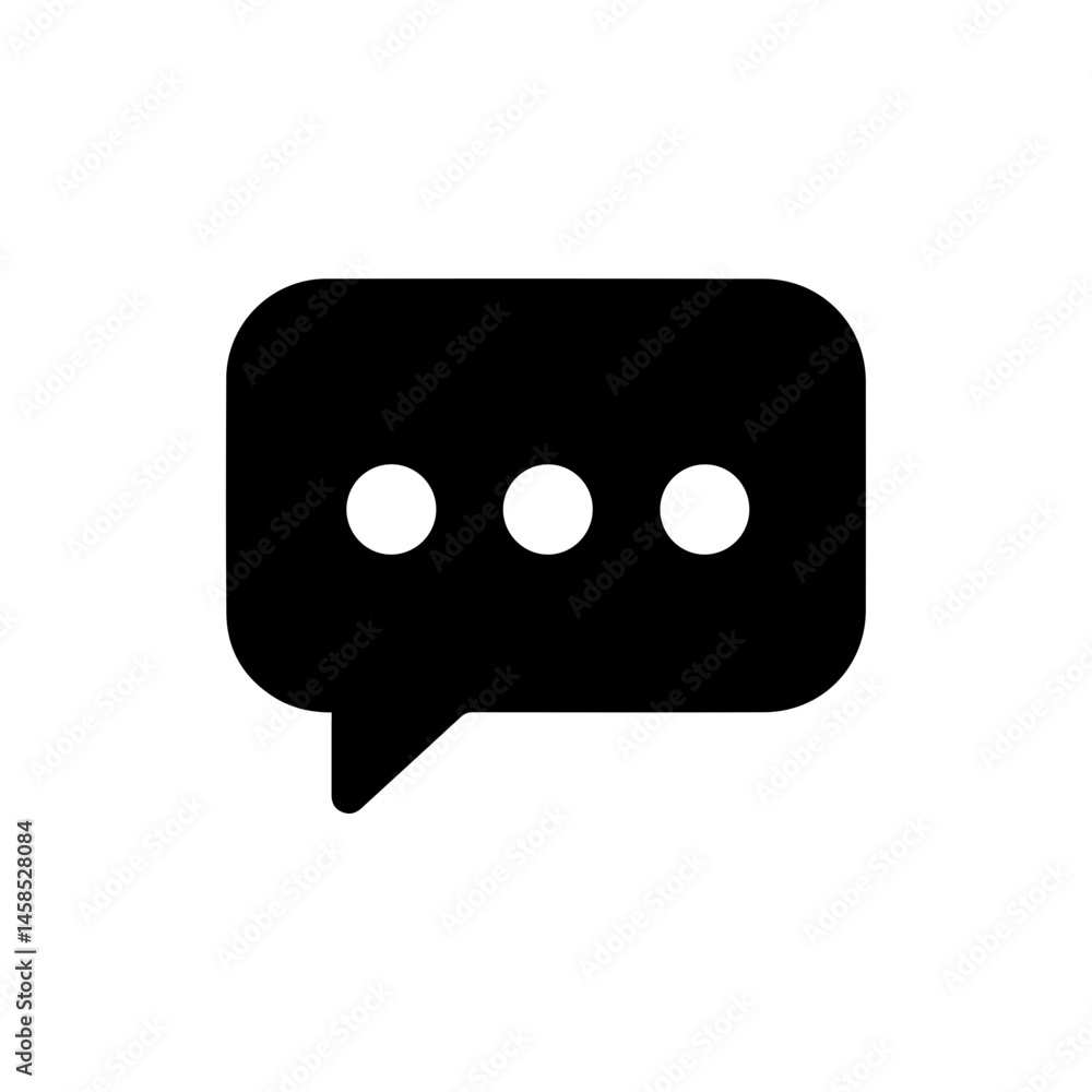 Filled Black Icon Bubble Chat Box with Three Dots Filled Black Icon Bubble Chat Box with Three Dots