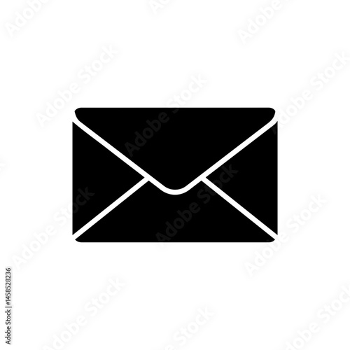 Black Filled Icon of Envelope Closed with Folded Flap - Mailing Symbol