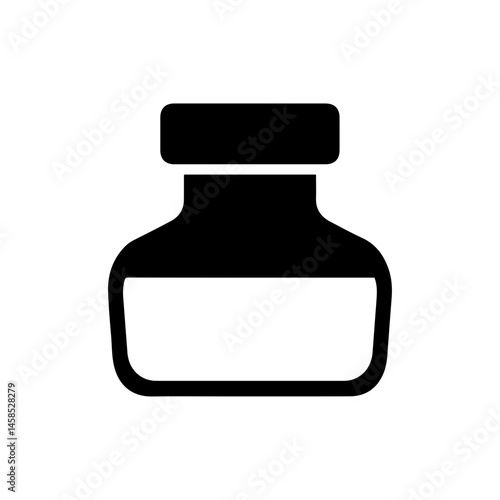 Black Filled Icon of Ink Bottle with Widened Bottom and Narrow Neck