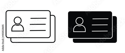 Silhouette of Identification card, Driver's license line icon, vector set. ID card icon vector set. Simple business Id card design template, school and Employee ID Card Design. Vector illustration.