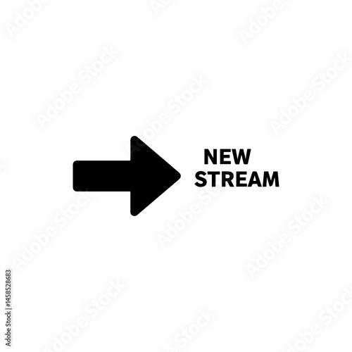 Black Filled Icon of Raid Arrow Pointing to New Stream