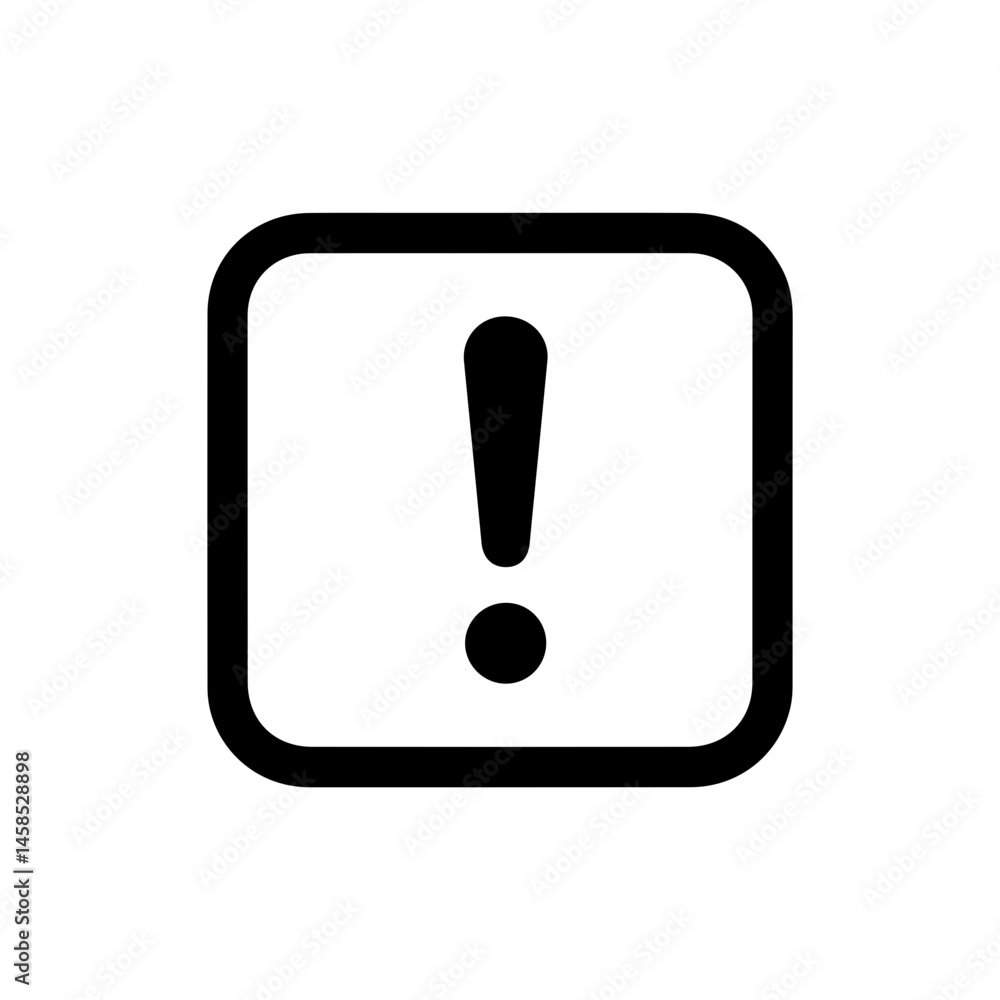 Black Minimal Icon of Exclamation in Task Box Black Minimal Icon of Exclamation in Task Box