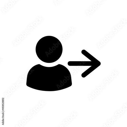 Minimal Black Icon of a User Avatar with Raid Arrow Moving Out
