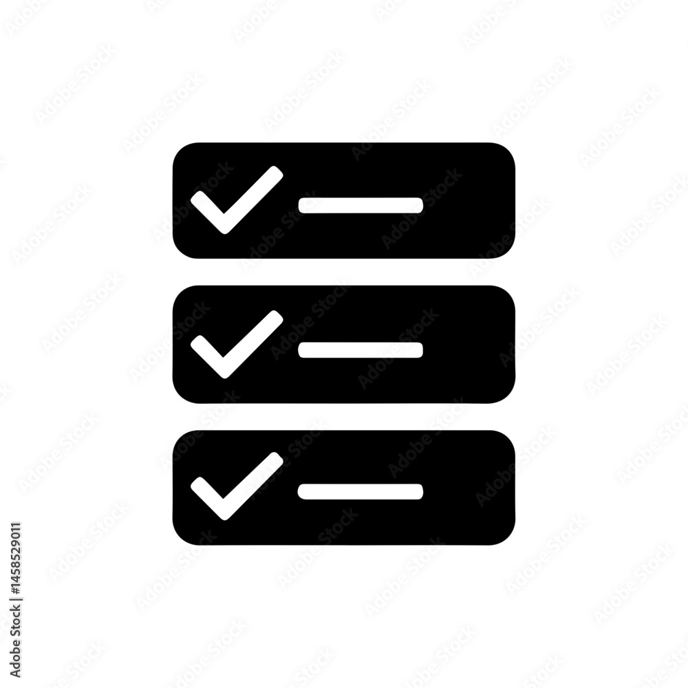 List with Three Checkmarks Minimal Black Icon List with Three Checkmarks Minimal Black Icon