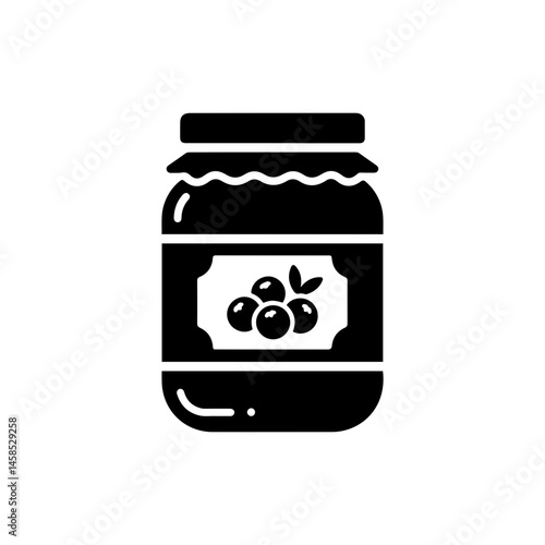Jar of Cranberry Jam with Label Icon Black – Food, Preserve, Jar, Label