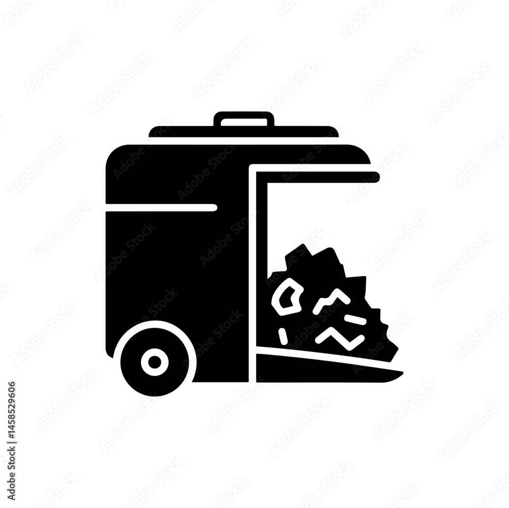 Obraz premium Garbage Press Compacting Trash Icon - Waste Management Technology