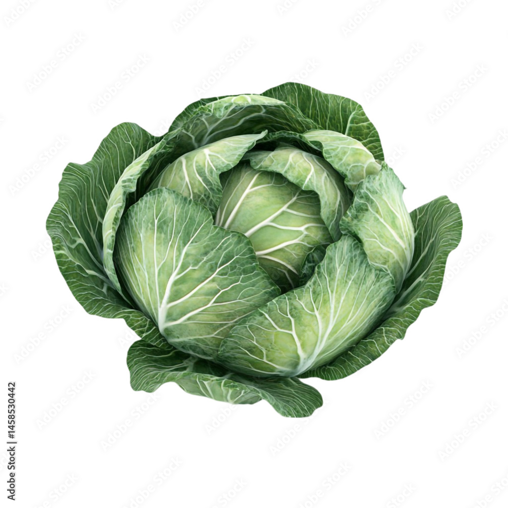 Fototapeta premium Fresh green cabbage head close up view healthy food vegetable garden agriculture harvest