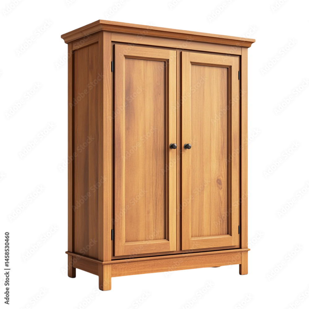 Wooden cabinet with two doors and dark knobs simple home storage Wooden cabinet with two doors and dark knobs simple home storage