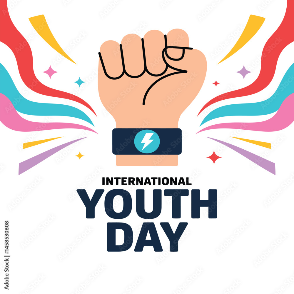 Fototapeta premium Minimalist Vector Youth Day Graphic with Bold Typography.