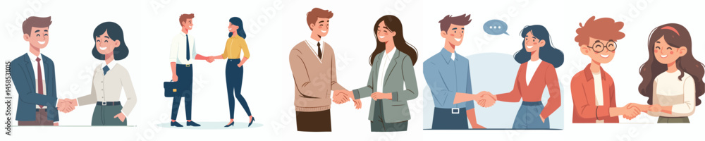 Fototapeta premium vector of men and women shaking hands