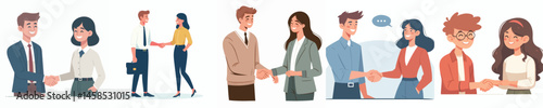 vector of men and women shaking hands