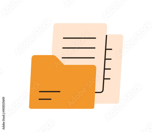 Document folder icon. File copy in binder. Information, data storage concept. Business paper, digital archive, project, portfolio, office report. Flat vector illustration isolated on white background