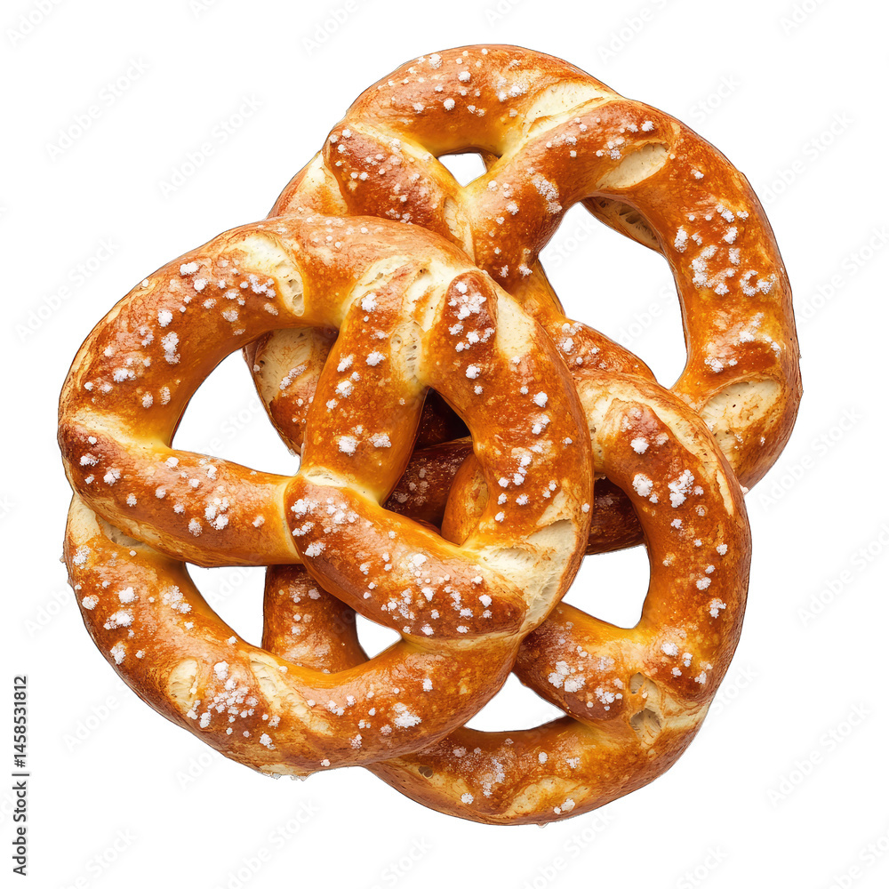 Stacked Golden Brown Pretzels with Salt on a Transparent Background Tasty Treat Stacked Golden Brown Pretzels with Salt on a Transparent Background Tasty Treat