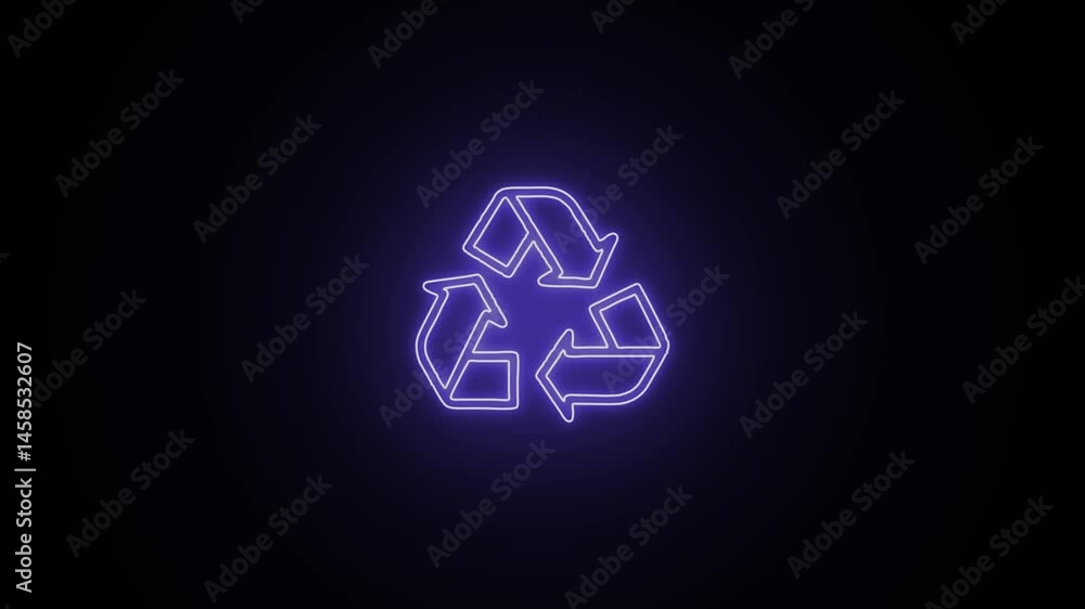 Recycle Neon Icon Isolated On Black Background Recycle Neon Icon Isolated On Black Background