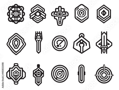 Cybersecurity line art design showing firewall encryption and safety symbol