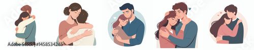 warm hug vector of male and female couple