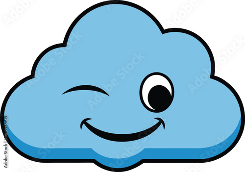 Cloud winks, radiating positivity and symbolizing weather, climate, and nature.