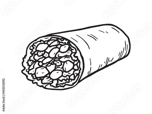 Different Type of Caesar Chicken Wrap Clear Vision Simple Line Art