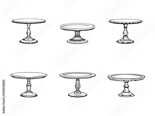 Different Type of Cake Stand Clear Vision Simple Line Art