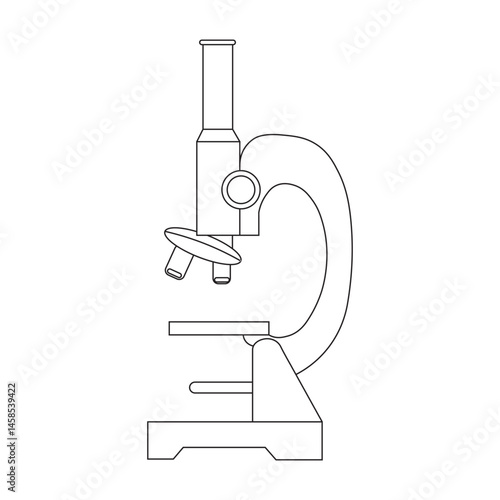 Basic Microscope Illustration in Black and White for Educational Use